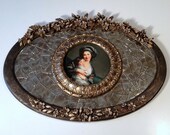 Mosaic wall hanging, collector plate wall hanging, mother and child mosaic, signed plate, mirror mosaic, wall deocr, one of a kind, artisan