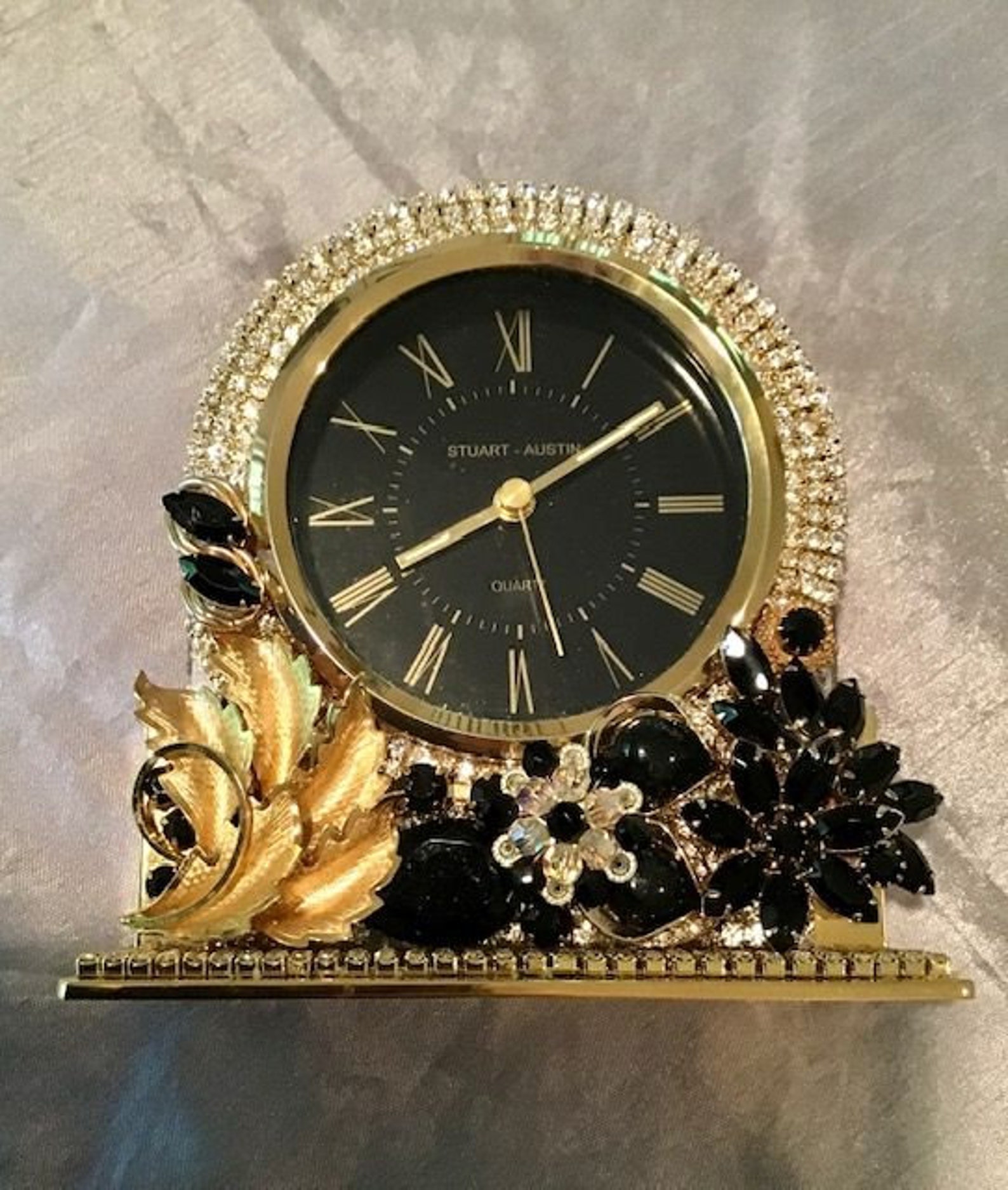 Desk Clock Bejeweled Stuart Austin Quartz Clock Stunning Etsy