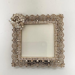 【プップ さま】vintage picture ❀ フレミッシュ織り フレーム Jeweled Frame, Gold Openwork Frame, Rhinestone Jeweled, 4 X