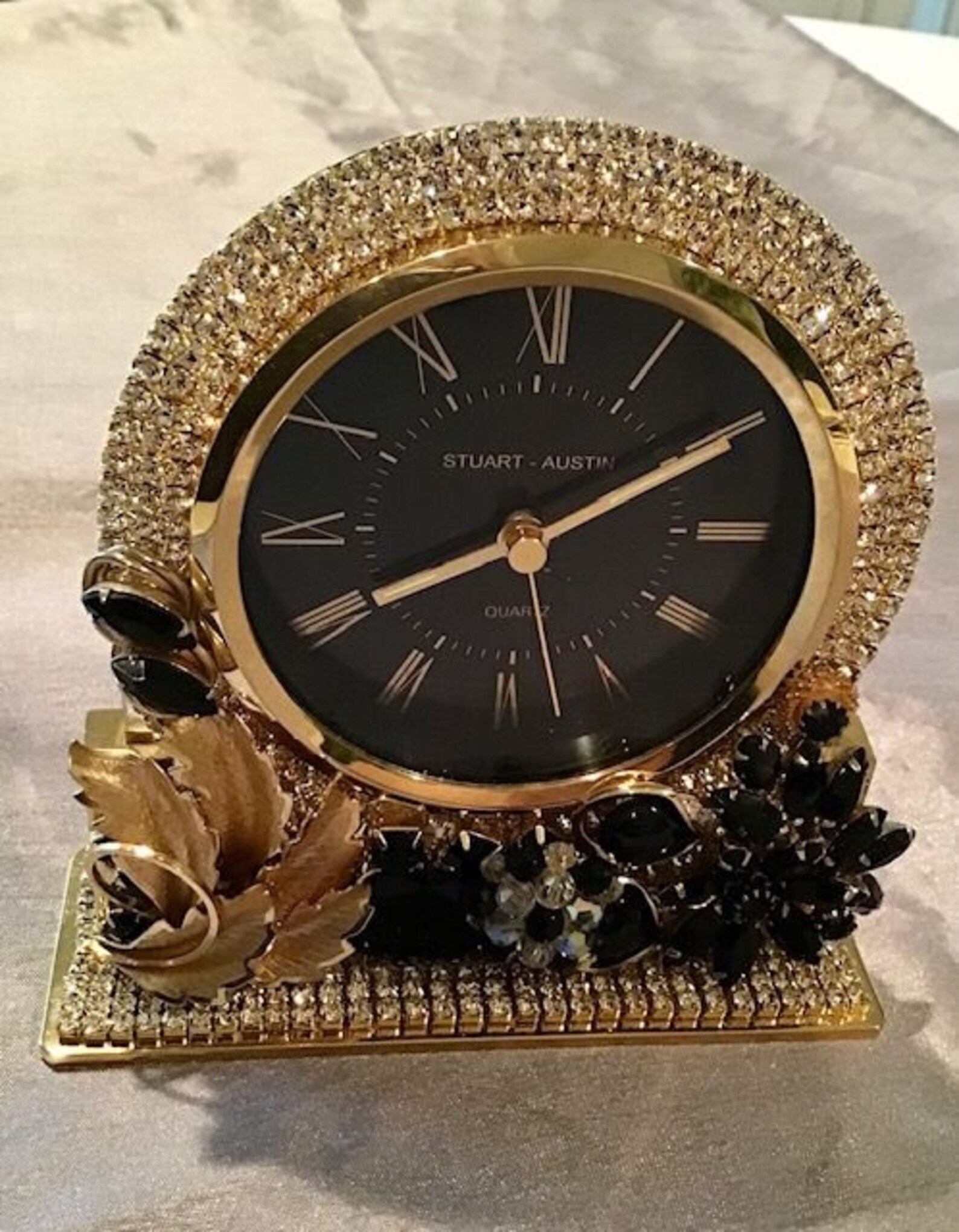 Desk Clock Bejeweled Stuart Austin Quartz Clock Stunning Etsy