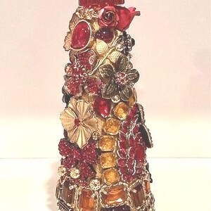 Vintage Jeweled Christmas Tree Cone: Red & Sienna Glam Decor image 4