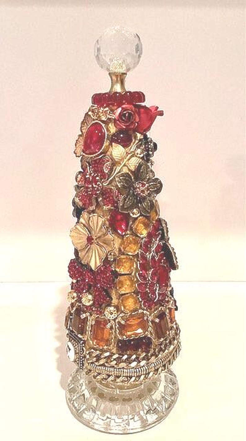 Vintage Jeweled Christmas Tree Cone: Red & Sienna Glam Decor image 4