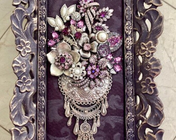 Jeweled Wall Art, Deep Purple, Ornate, Victorian Decor, Upscale Goth, Original Art, Distinctive