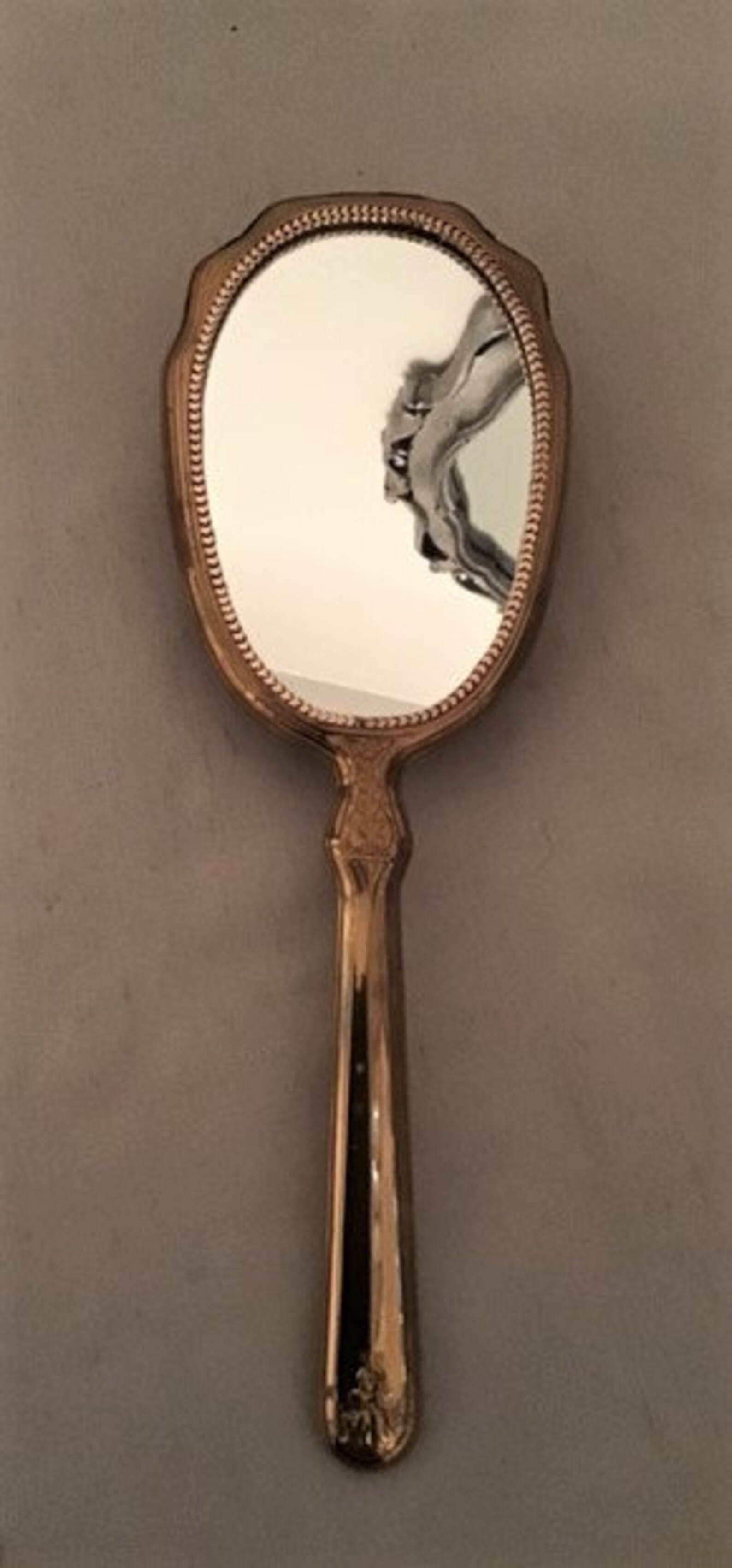 Stunning vintage art deco hand mirror jeweled gold and Etsy