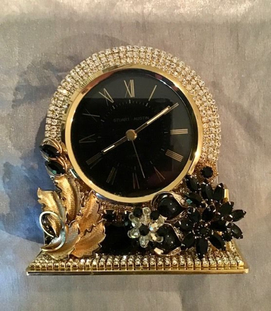 Desk Clock Bejeweled Stuart Austin Quartz Clock Stunning Etsy