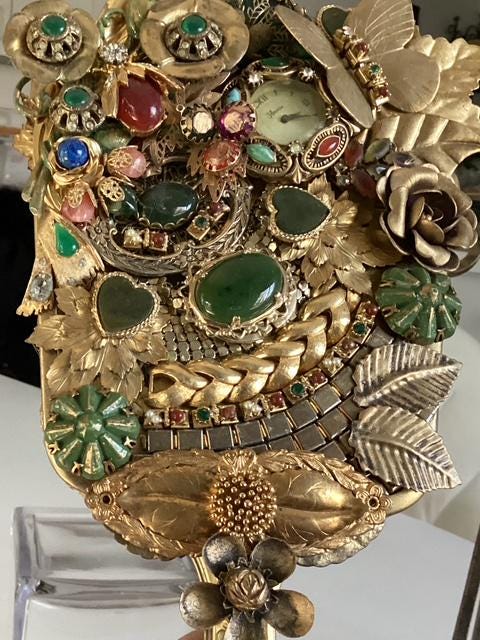 Jeweled Hand Mirror, Eclectic Decor, Boho Decor, Gold, Green Jeweled Hand Mirror, Eclectic Decor, Boho Decor, Gold, Green