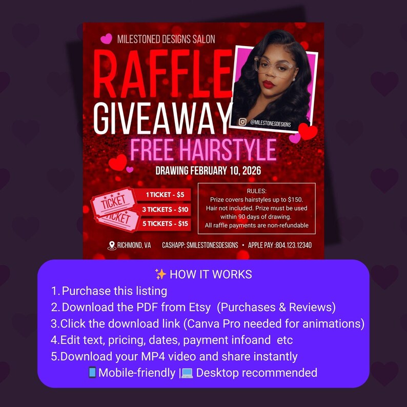 Beauty Raffle Animated Raffle Giveaway Video | Hairstylist Nail Tech Makeup Artist ...