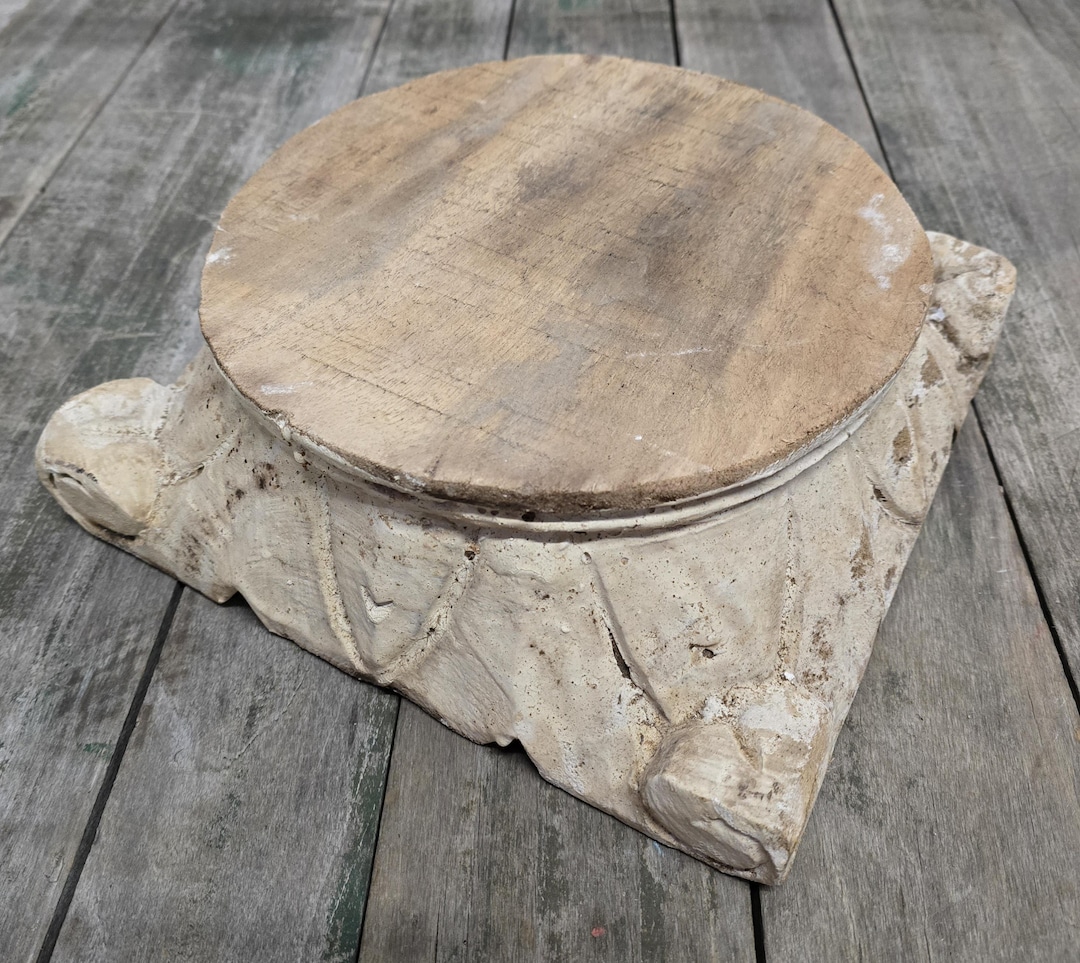 Carved Wooden PEDESTAL Base RISER ARCHITECTURAL Capital Cheese Cake ...