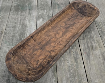 Carved Wooden Dough Bowl Primitive Wood Trencher Tray Rustic Home Decor 18-20"