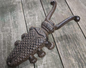 Cast Iron Antique Style BEETLE Doorstop Boot Jack Brown Finish Rustic Western
