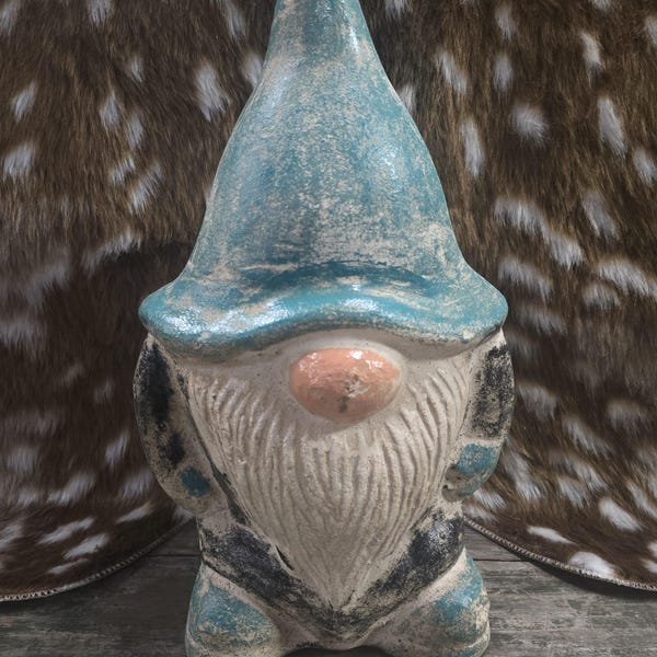 Hand Painted GNOME Figurine Statue POTTERY Vintage Garden
