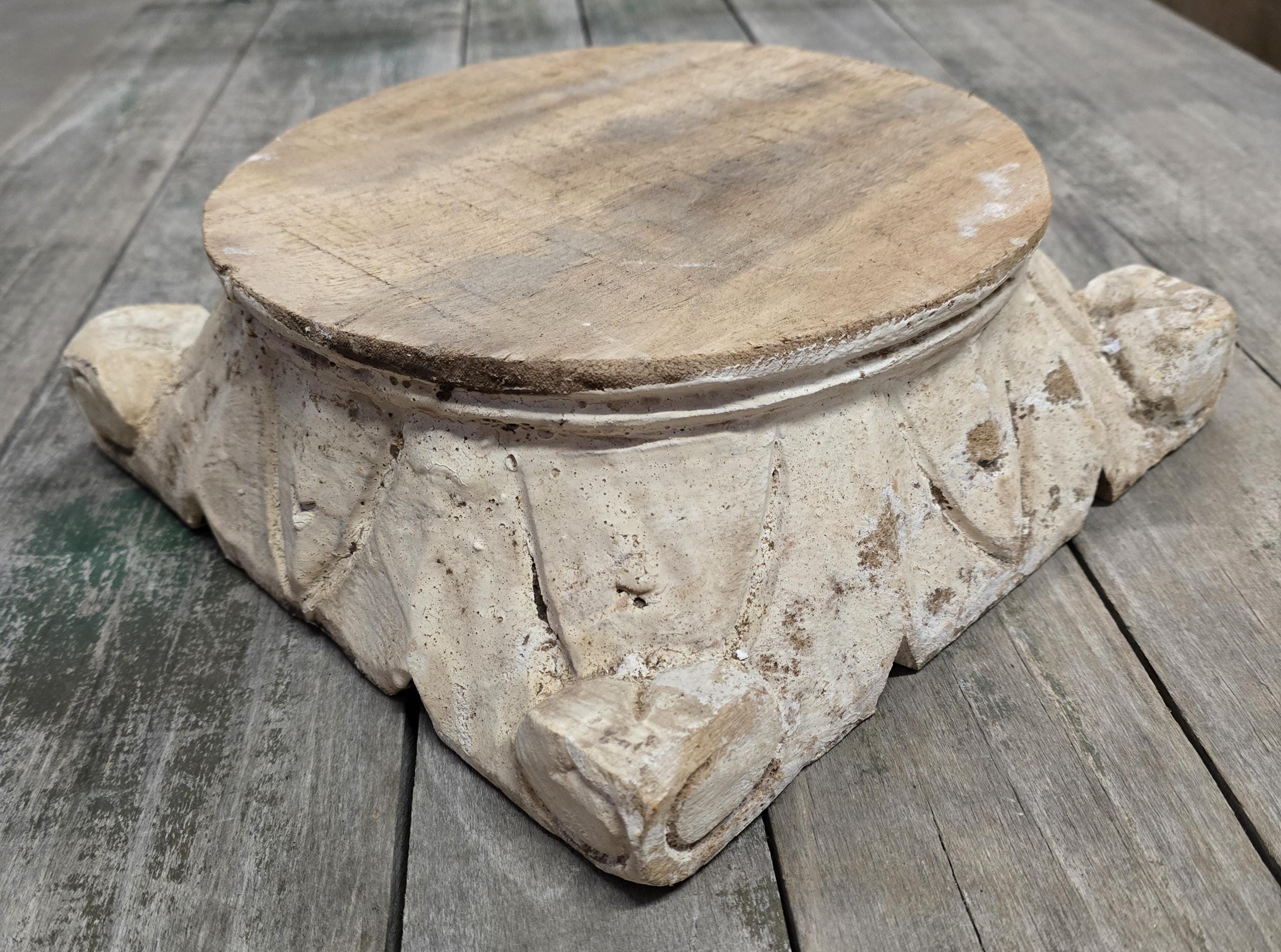 Carved Wooden PEDESTAL Base RISER ARCHITECTURAL Capital Cheese Cake ...