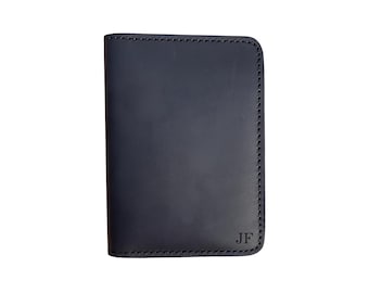 Cartera de cuero personalizada: tarjetero minimalista grabado, cartera delgada personalizada para hombre, regalo minimalista para él