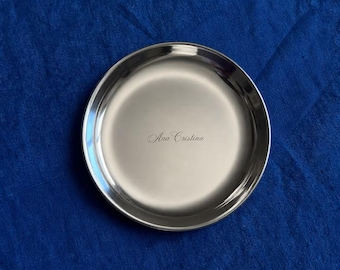 Personalized Stainless Steel Jewelry Tray – Custom Silver Catchall Dish, Minimal Chrome Vanity Tray, Engraved Ring Dish, Modern Gift