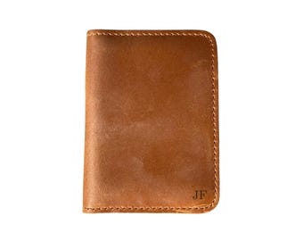 Cartera de cuero personalizada: tarjetero minimalista grabado, cartera delgada personalizada para hombre, regalo minimalista para él