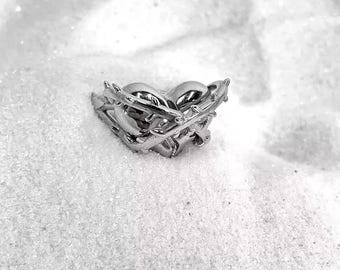 Interwoven Chain Heart Ring, Stainless Steel Gothic Ring, Alternative Unisex Jewelry