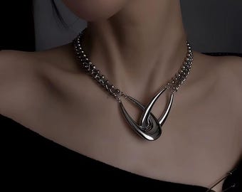 Cyberpunk Blade Choker | Stainless Steel Industrial Necklace