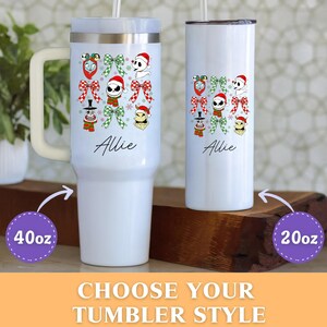 Vaso con personajes navideños, taza navideña espeluznante, regalo navideño personalizado, fan de Pesadilla antes de Navidad, artículos para beber de invierno imagen 4