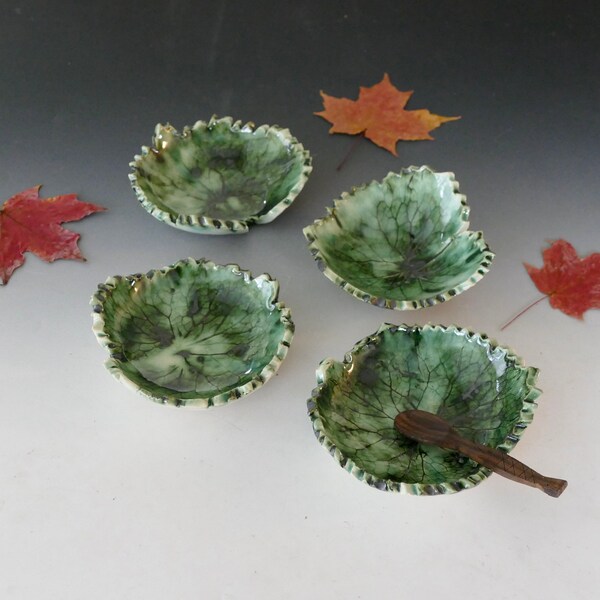 Beautiful Variegated Leaf bowls made from an actual leaf. Each bowl is approximately 5" by 5". Perfect size for snacks.