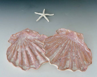 Special order for Patti! Dusty Rose Ceramic Shell Plates. Each plate is approximately 6" X 5" in diameter.