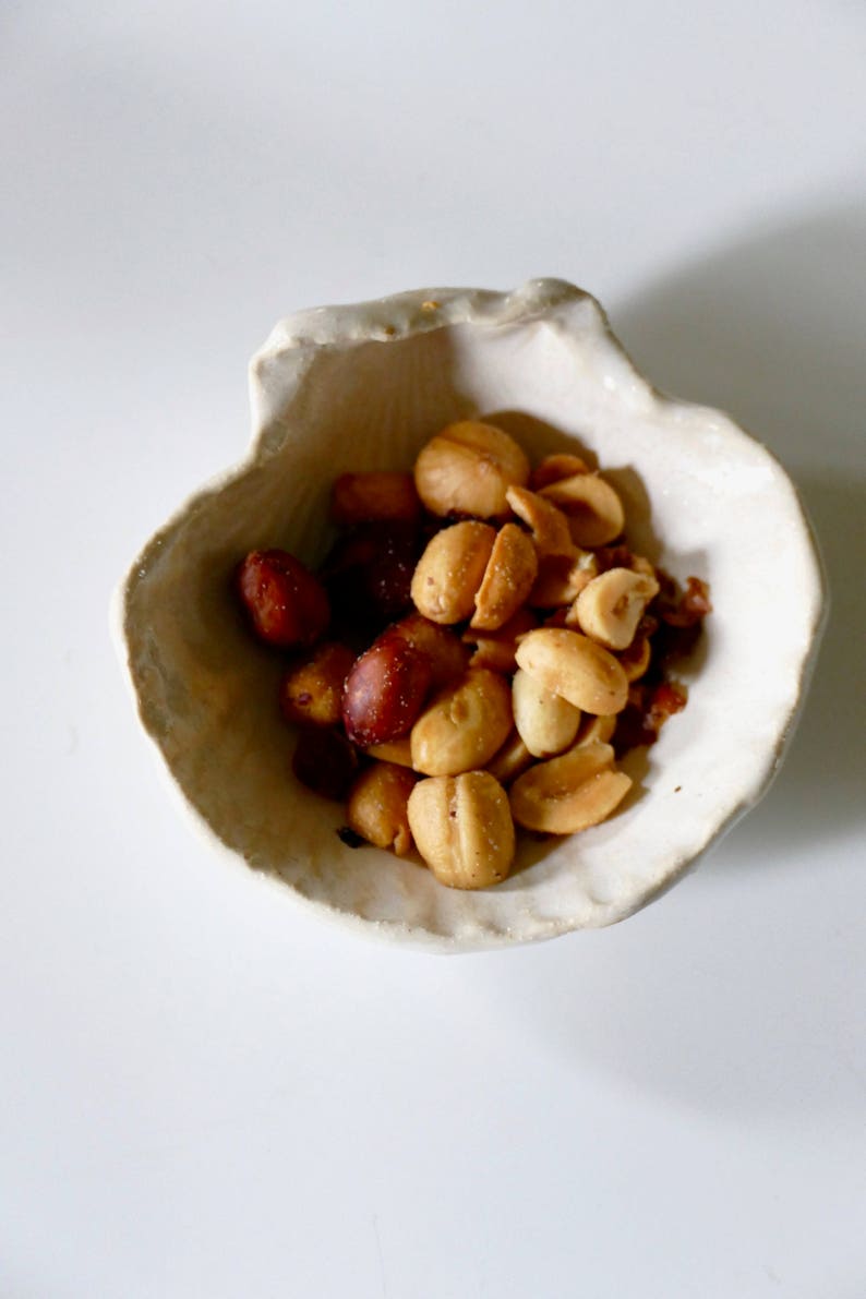Perfect for tea bag holders and much more! Melted Beach Glass in Beautiful White Shell Bowls ring dishes Only 5.00 each