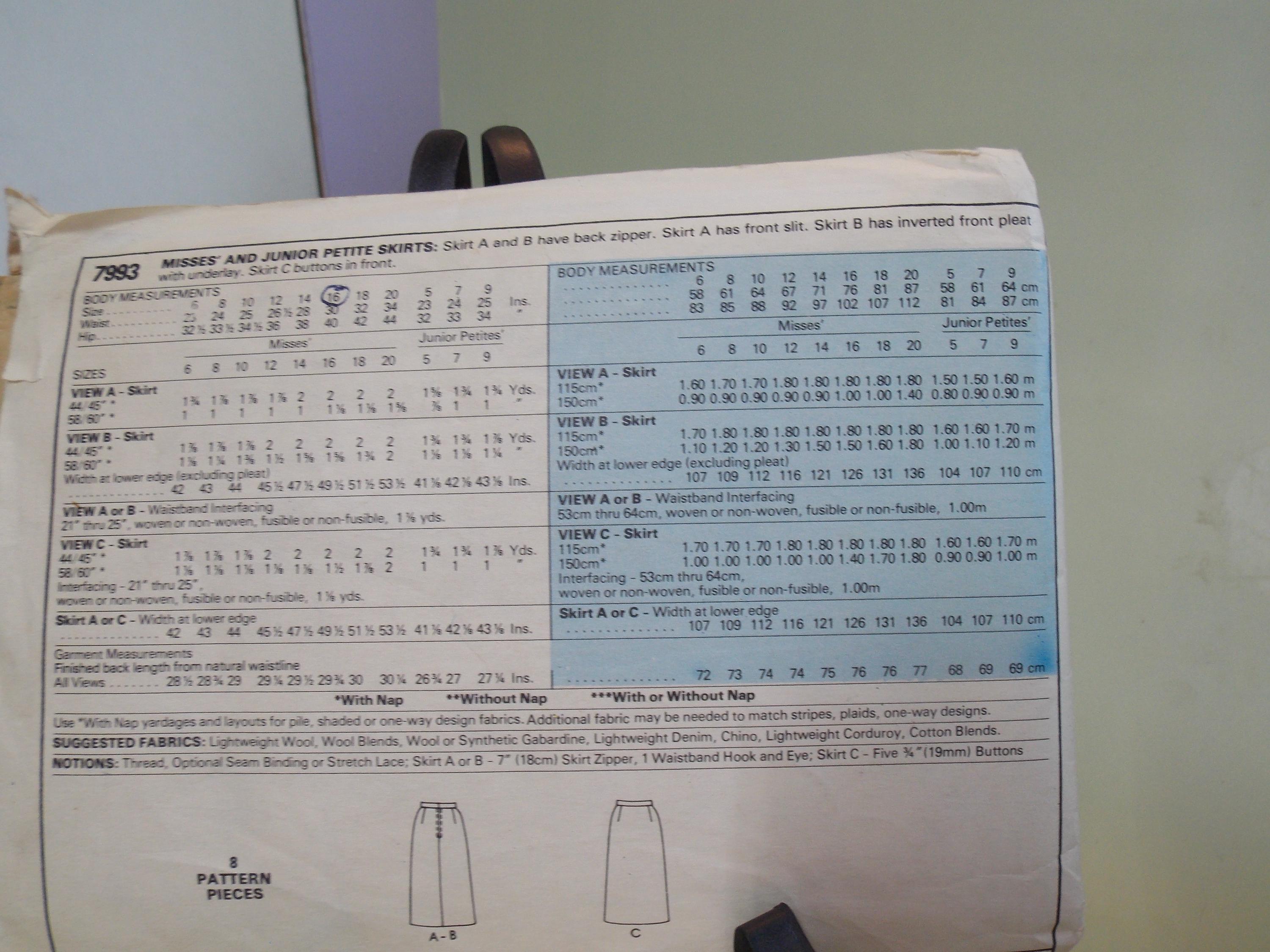 Misses' Junior Petite Skirt Cut Pattern Mccalls 7993 - Etsy