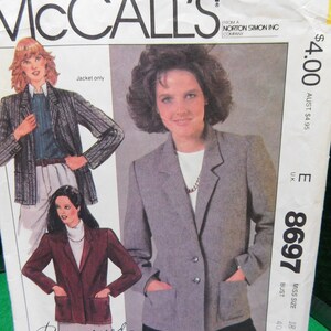 misses unlined jacket pattern McCalls 8687 uncut