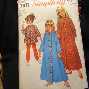 childs robe top pants cut pattern simplicity 7371
