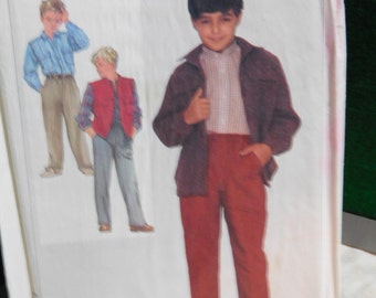 boys shirt pull on pants and unlined vest pattern simplicity 7064