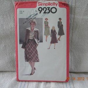 Misses  skirt, blouse and lined cardigan jacket pattern simplicity 9230 uncut 1979