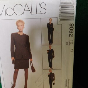 misses&#39;  lined jacket, pants  skirt and shirt pattern uncut mccalls 9092