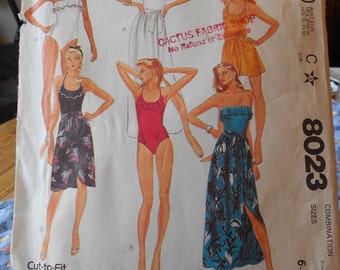 misses bathing suit and skirt cut pattern mccalls 8023