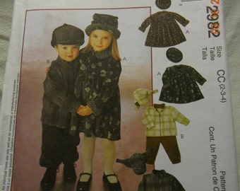 toddlers dress, unlined jacket, pants sewing pattern McCall 2982 uncut