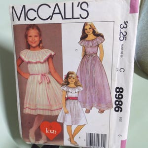 child or girls dress uncut pattern mccalls 8986