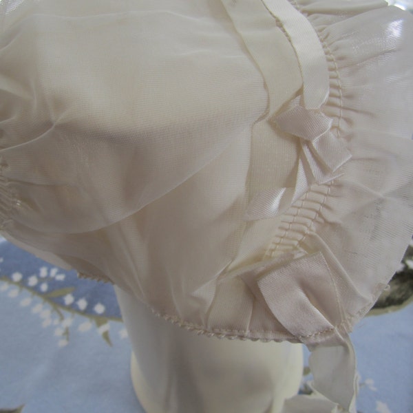 Organza White Baby Bonnet Easter Baptism Christening Cap