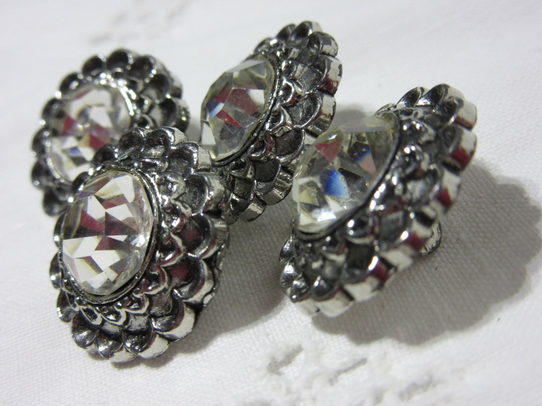 Set of Four Clear Rhinestone Buttons With Shank Backs - Etsy