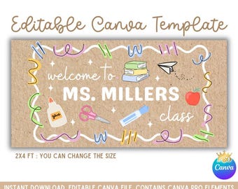 Classroom Banner Editable Template - Banner Mockup - Welcome Classroom Sign