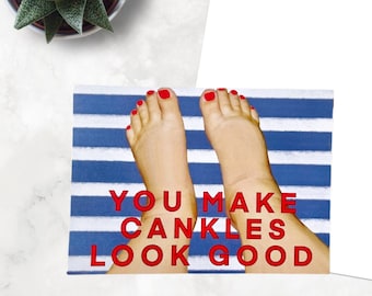 You make cankles look good, funny pregnancy card, expecting mom card, baby shower card, for mom to be