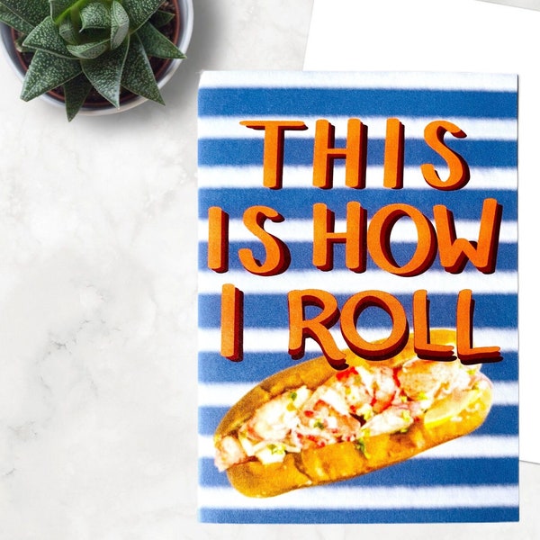 This is how I roll card, lobster roll notecard, 3x5 Maine card, Funny pun lobster, Massachusetts card, Cape Cod, Connecticut lobster roll