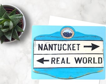 Nantucket vs Real World Fridge Magnet, Massachusetts Gift
