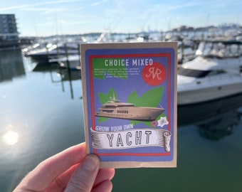 Grow your own yacht seed packet, for gardeners, for plant lovers, for boat owners, for boater, funny seed packet gag gift, party favor