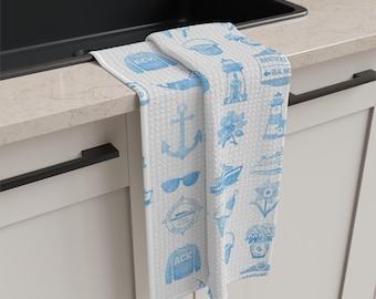 Nantucket Nautical Icons Tea Towel
