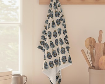 Oysters on the Half Shell Kitchen Towel, Beach Decor