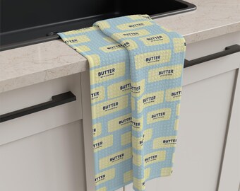 Butter Stick Pattern Microfiber Tea Towel | Light Blue Kitchen Linen