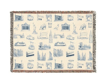 NYC icons Woven Blanket | Landmark Illustration Throw
