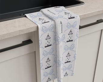 Preppy Bows & Old Saybrook Lighthouses Tea Towel