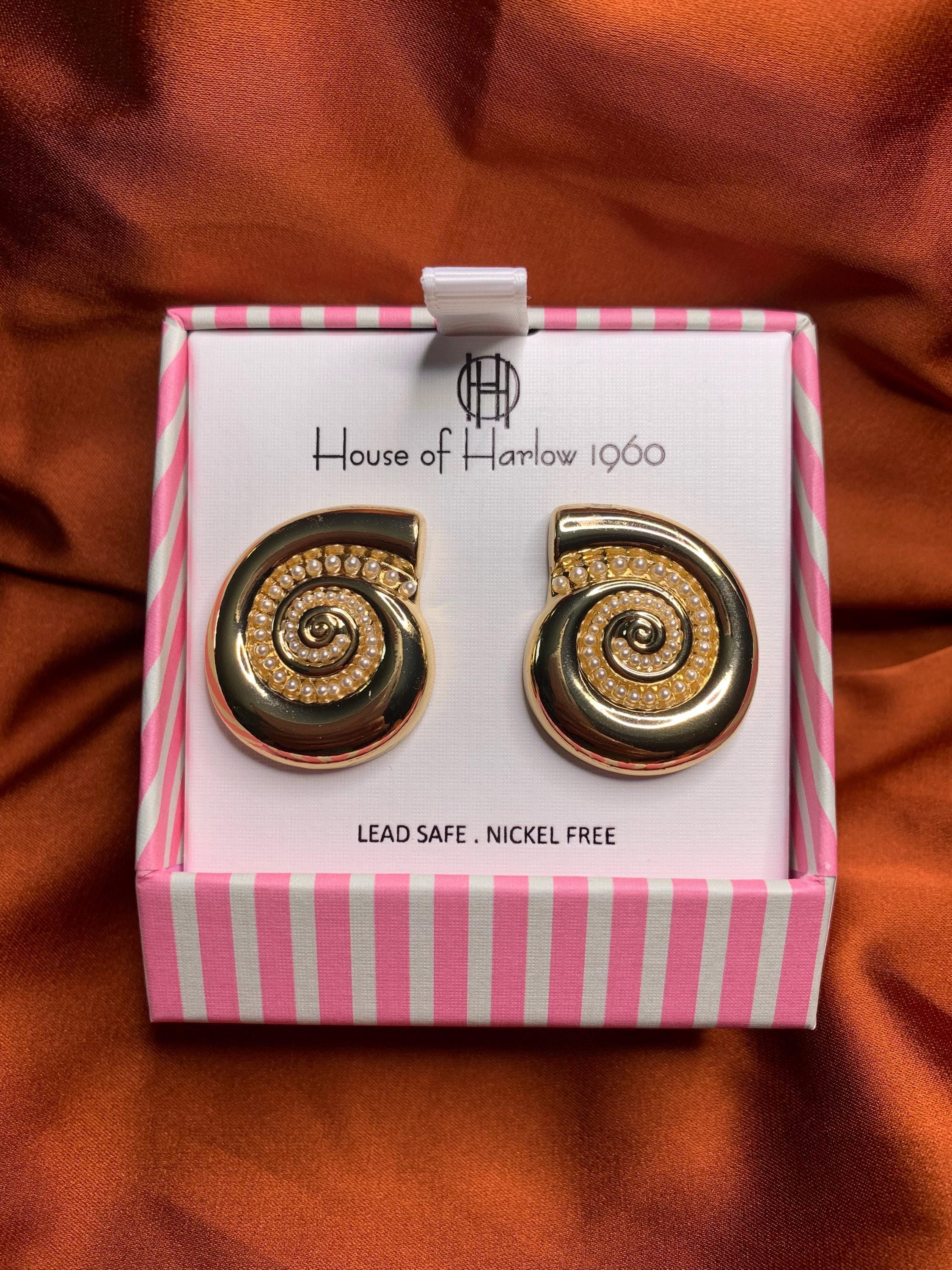 House of Harlow 1960 - Seashell Gold and Pearl Beads Earrings 