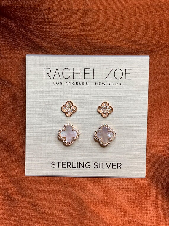 Rachel Zoe Van Cleef Clover White Rose Gold Set of Pairs