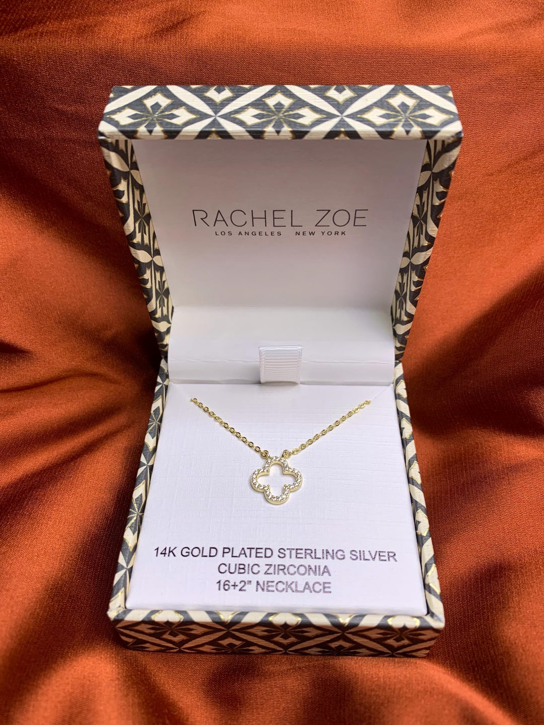 14KT GOLD PLATED STERLING SILVER CUBIC ZIRCONIA 18 2 NECKLACE RACHEL ZOE LOS ANGELES NEW YORK for Sale in Irving, TX