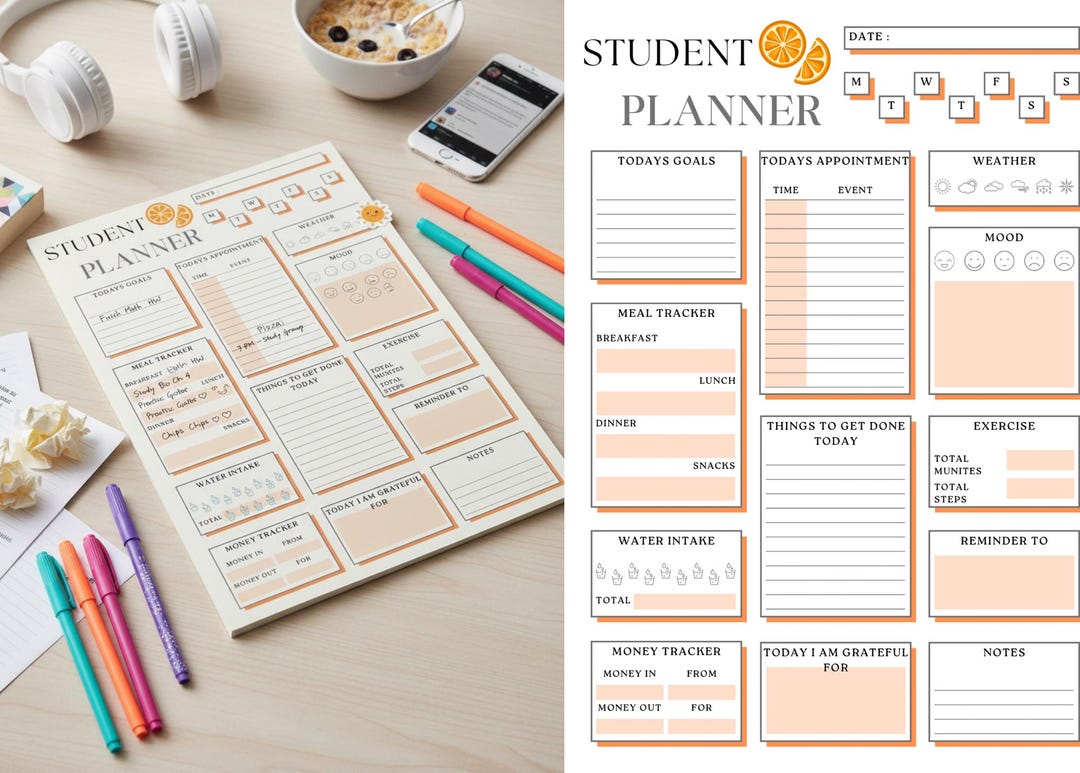 Minimal Student Planner Template | Daily Academic Study Schedule ...